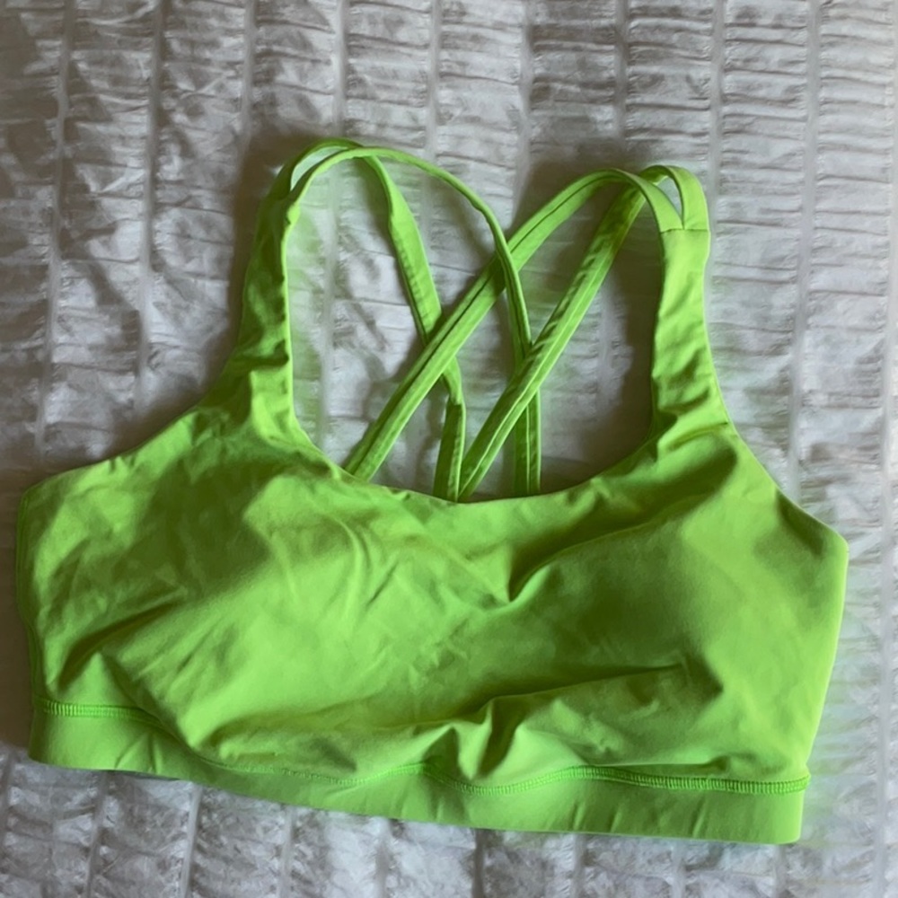 Lululemon Crisscross Sports Bra. Chartreuse green. Size 12. Like new.